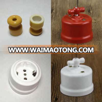 European old style black ceramic rotary switch/retro white porcelain switches