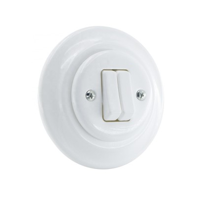 2 Keys Porcelain Button Switch,Flush Mounted Porcelain Rocker Switch,Retro Light Switch And Wall Socket